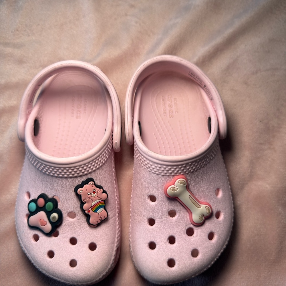 CROCS Kids Light Pink Clogs with Playful Charms